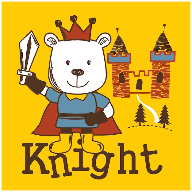 little bear the knight funny animal cartoon