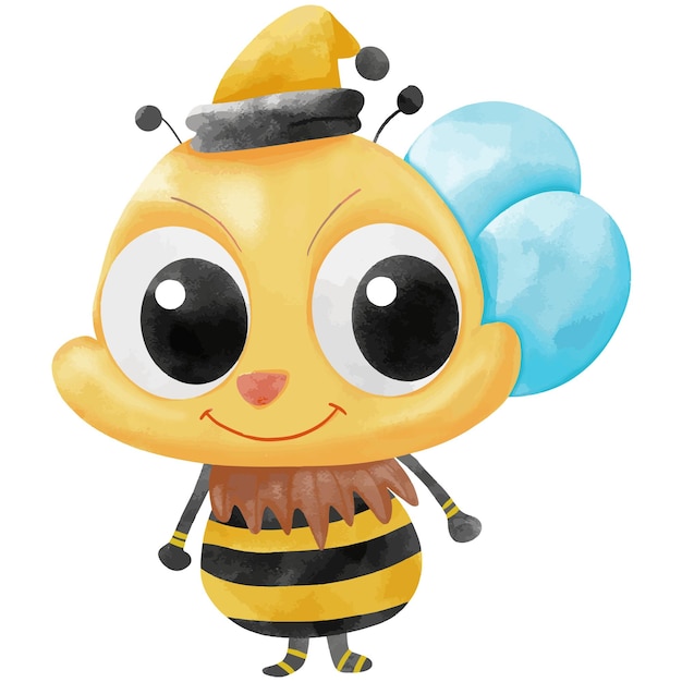little bee wearing a yellow hat