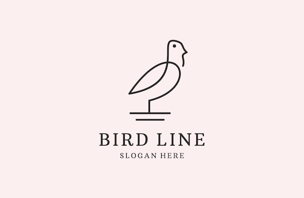 Little bird logo vector design line art icon for animals