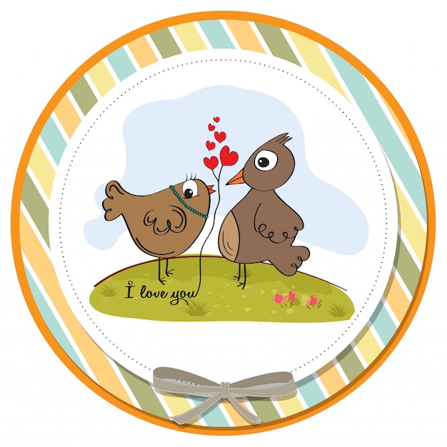 Vector little birds in love. valentine's day card