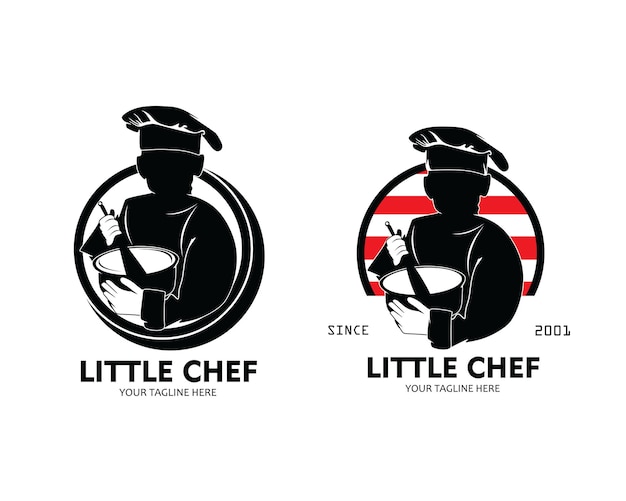 Set di raccolta silhouette chef ragazzino