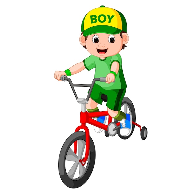 маленький мальчик вождения велосипед