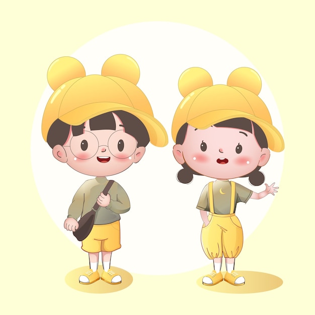 Little boy and girl vector illustration