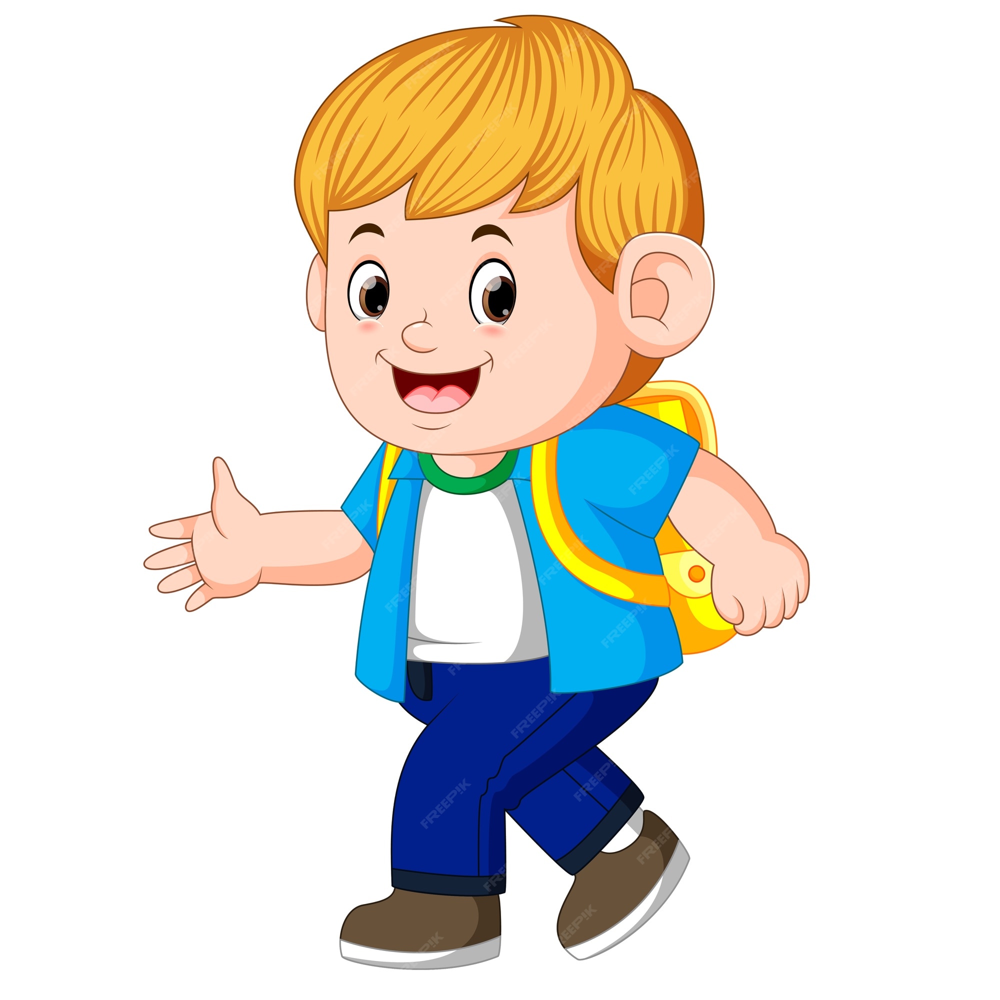 Premium Vector | Little Boy Going To School