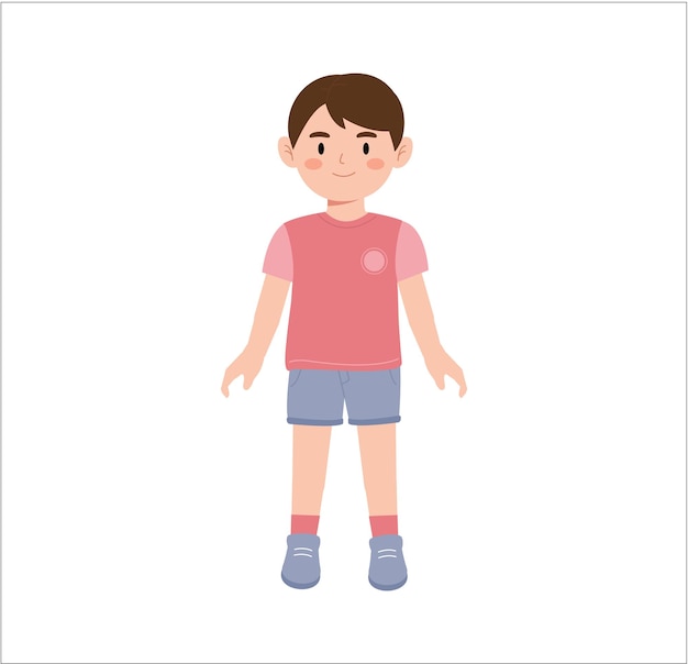 Vector little boy in pink standing