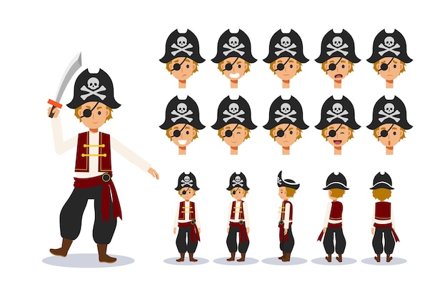 Little Boy in Pirate costume illustration