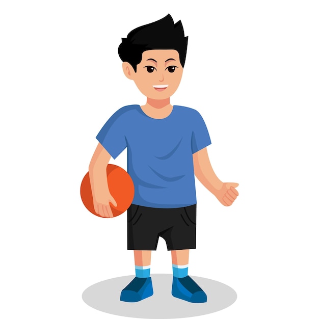 Vector little boy playing ball character design illustration