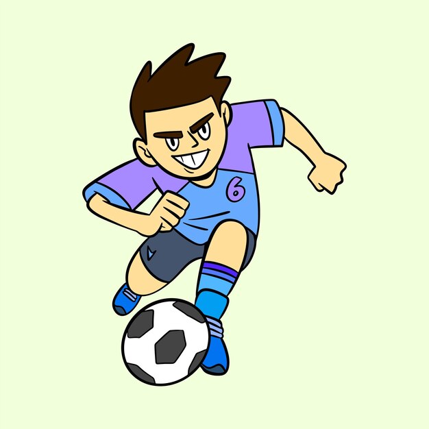 Vector little boy playing football vector illustration