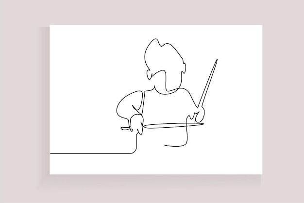 little boy plays drum musical instrument takes education lesson line art