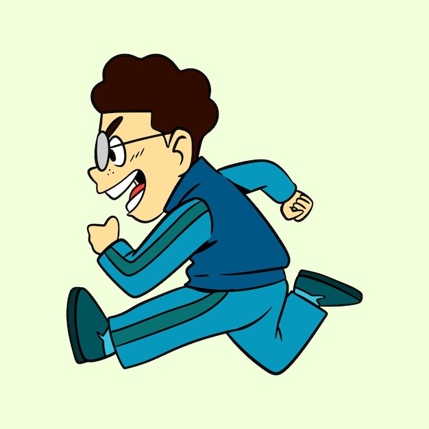 Vector little boy running vector illustration