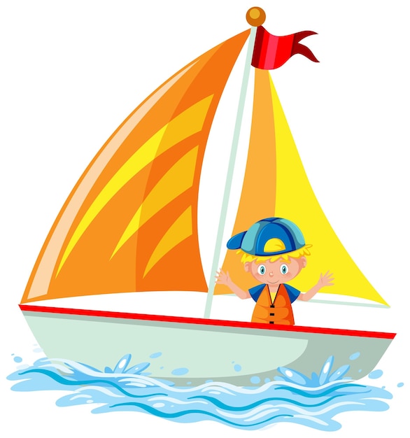 A little boy on sailboat isolated