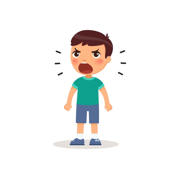 Little boy screaming. vector illustration of a cartoon style