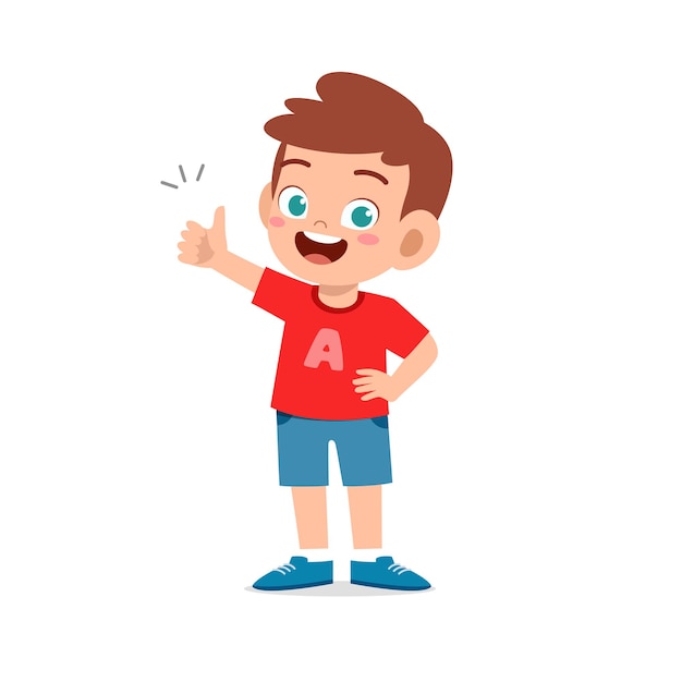 Premium Vector | Little boy show agreement with thumb up hand gesture