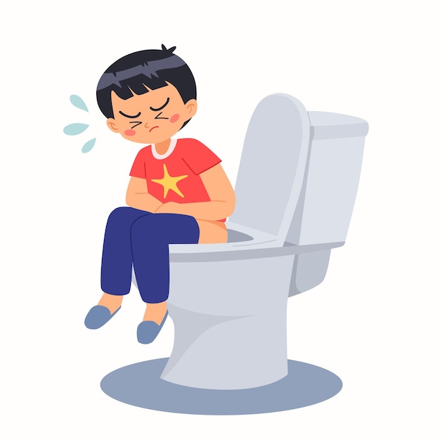 Little boy sitting on the toilet cartoon vector