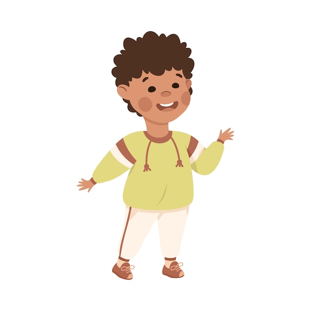 友好的なコミュニケーションベクトルイラストに携わっている誰かと話している小さな男の子