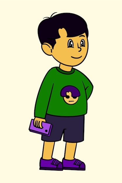 Vector little boy standing vector illustration