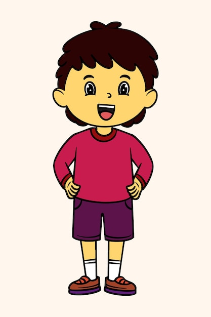 Vector little boy standing vector illustration