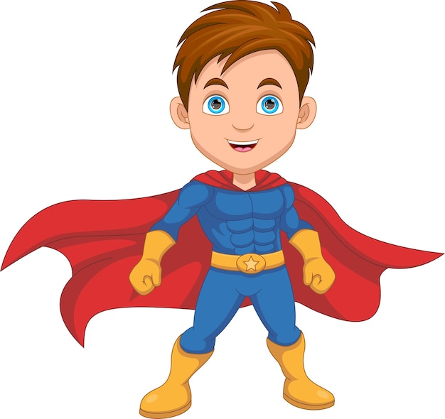 Vector little boy in superhero costume