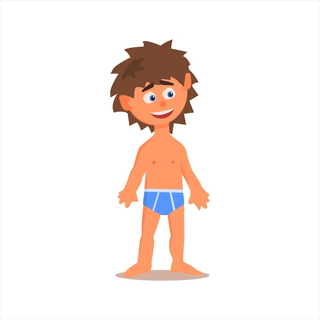 Little boy in underwear flat isolated vector image in cartoon style on white background