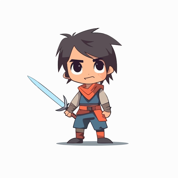 A little boy warrior anime style