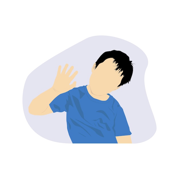 Vector little boy waving hand faceless vector