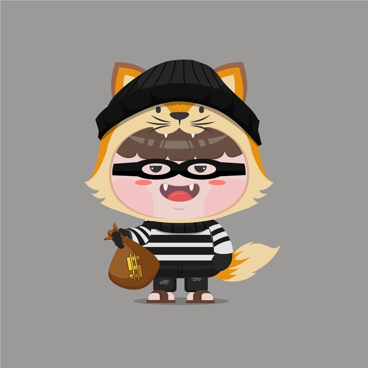 도둑 여우 의상을 입은 어린 소년