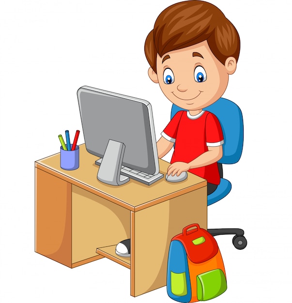 Little boy with personal computer