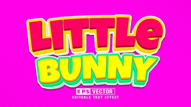 Little bunny 3d редактируемый текстовый векторный файл с милым фоном