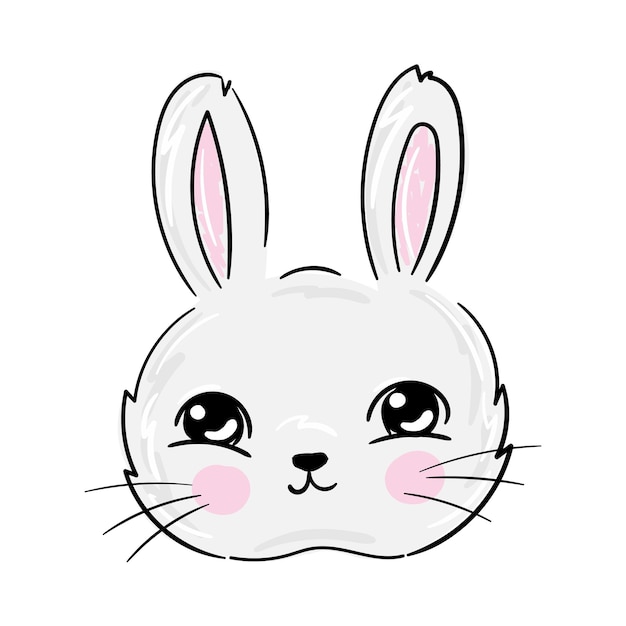 Little bunny cartoon rabbit head print vector