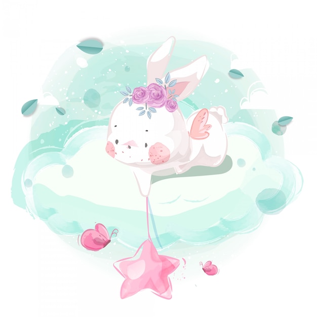 Little bunny and having fun collecting stars