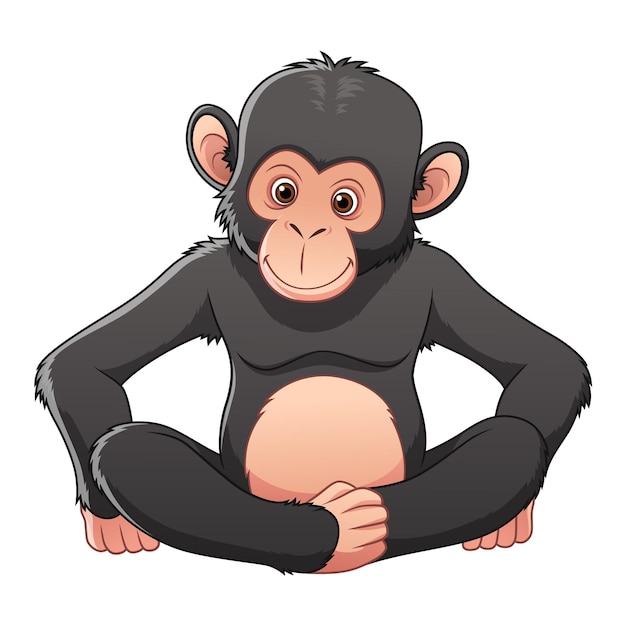 Little Chimpanzee Cartoon Animal Illustration