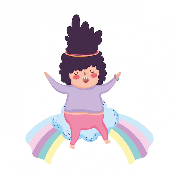 Little chubby girl with rainbow
