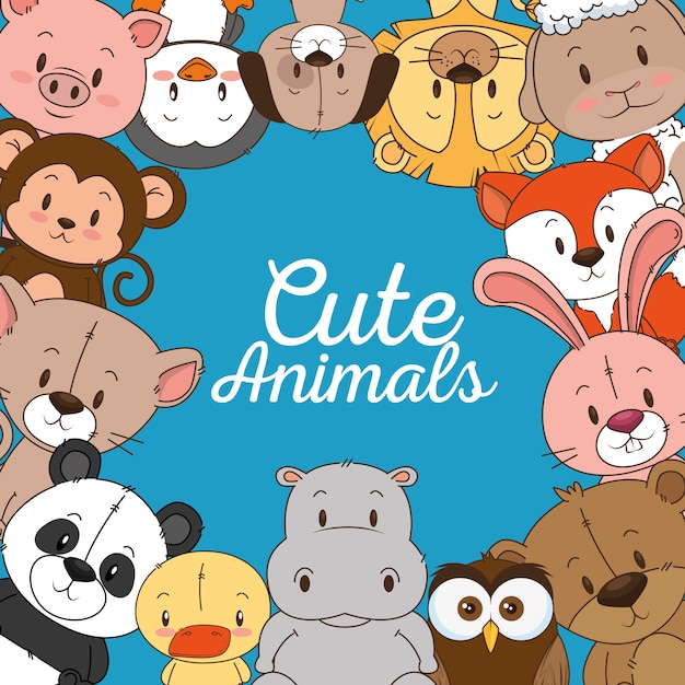 little and cute animals group