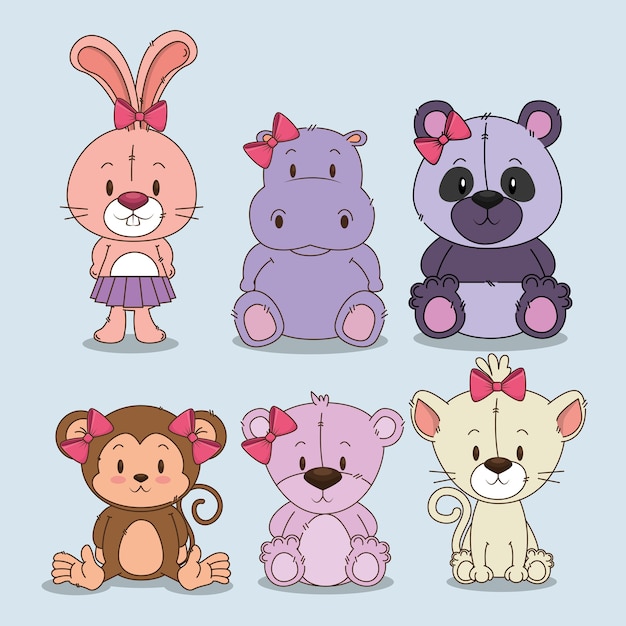 little and cute animals group