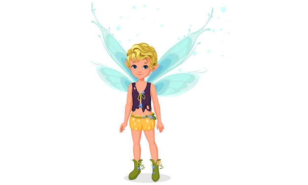 Vector little cute boy fairy standing