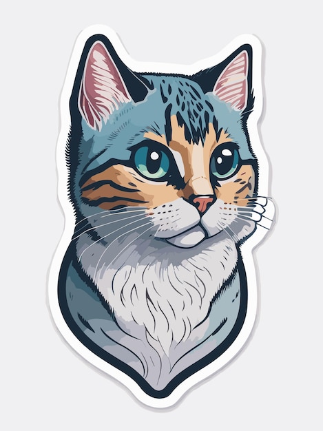 little cute cat sticker art style illustration