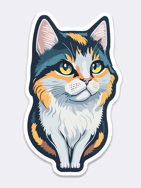 little cute cat sticker art style illustration