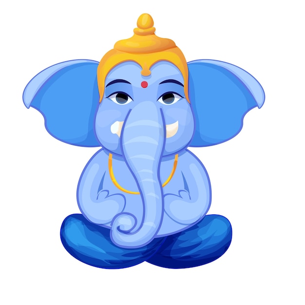 Piccolo simpatico ganesh, elefante dio tradizionale religioso nel personaggio dei cartoni animati