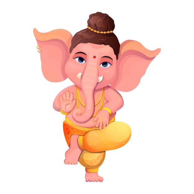 Little cute ganesh religious traditional god elephant in cartoon character
