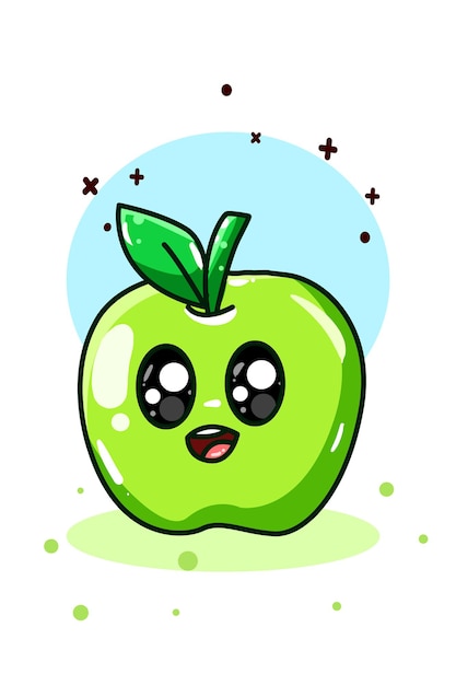 A little cute green apple hand drawing