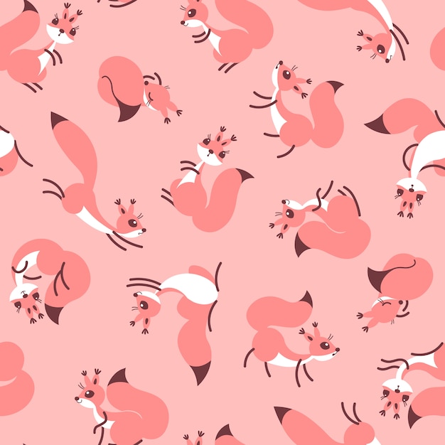 Little cute squirrels. Seamless pattern for gift wrapping, wallpaper, childrens room or clothing.