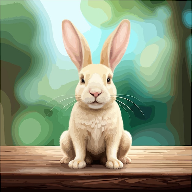 Vector little cute white bunny happy funny creature cartoon vector illustration adorable rabbit on color