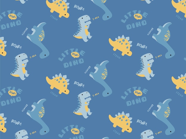 Vector little dino roar pattern print tshirt