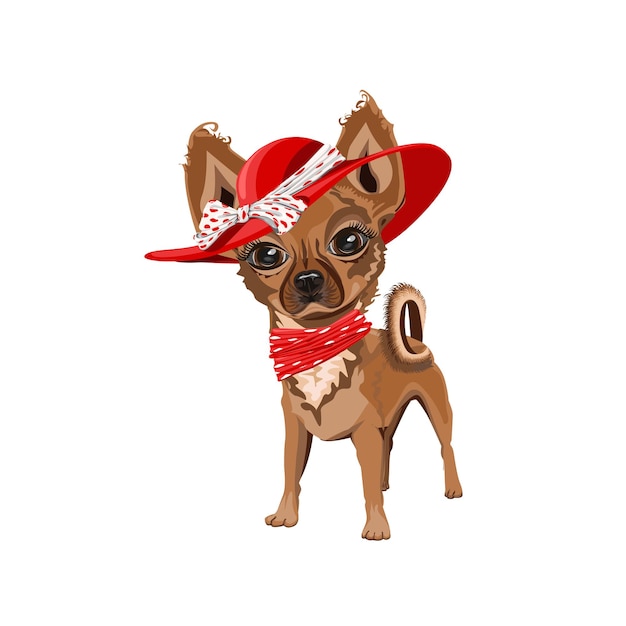 Vector little dog in a hat