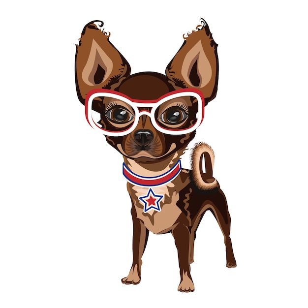 Vector little doggy in glasses