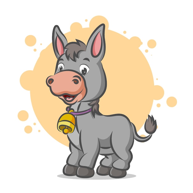 little donkey using bell necklace and smiling with happy face