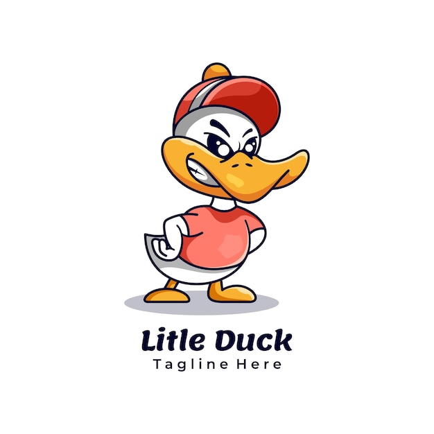 Little Duck mascotte karakter logo ontwerp vectorillustratie