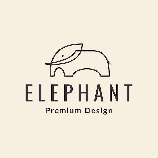 Little elephant line single logo design vector graphic symbol icon sign illustration creative idea