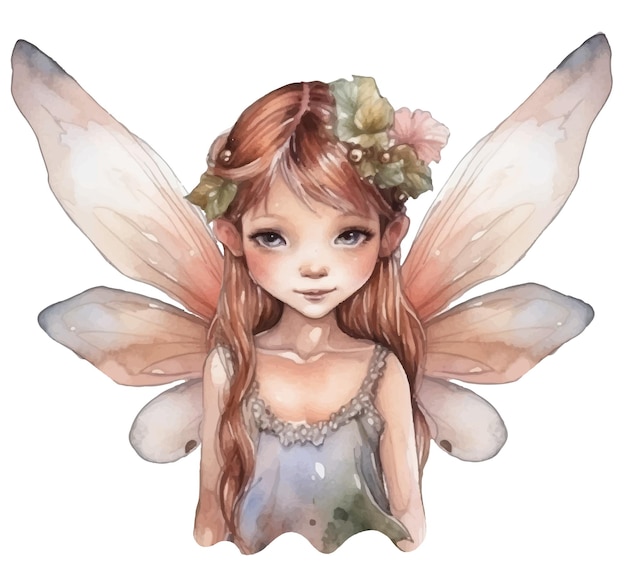 little fairy cartoon in watercolor style illustration