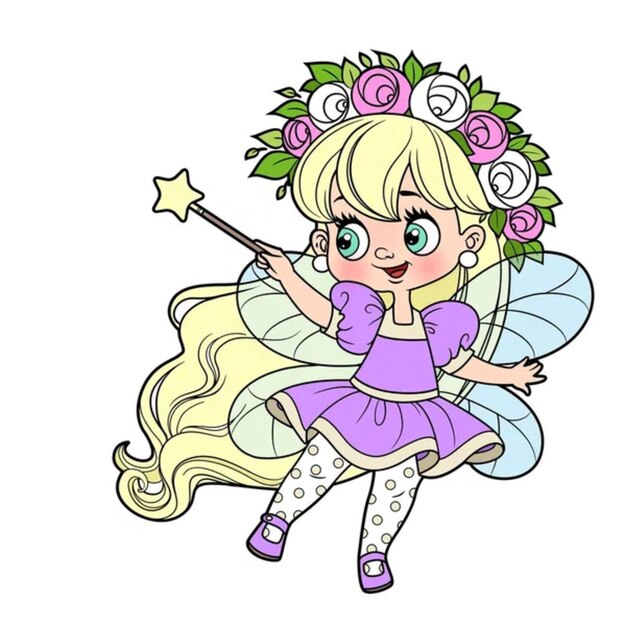 Little Fairy With Magic Wand And Pink Dress